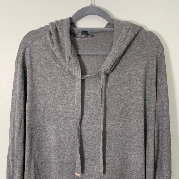NEW Cyrus dark gray hooded long sleeve tunic pullover sweatshirt - Picture 3 of 9
